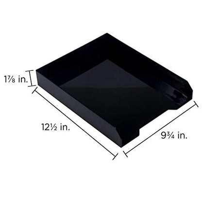 JAM PAPER Stackable Paper Trays - Black - Desktop Document, Letter, & File Organizer Tray - 2/Pack - color: Black, size: Pack of Two (2) Trays