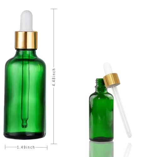 Green Glass Dropper Bottle 1.75 oz, Tincture Bottles with Glass Dropper, for Essential Oils, Aromatherapy, Cosmetic, Laboratory, Pharmacy, Liquids,Stronger Suction ideal for Leakproof Travel - color: Green, size: 1.8 Ounces