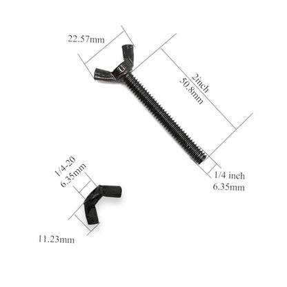 20 Pcs Black Zinc Coated 1/4"-20 x2 Wing Screw Bolts and Wing Nuts Kit Hand Twist Tighten Wing Head Butterfly Screws and Nut Fasteners Assorted Kit - size: Black 10pcs 1/4"-20x2" WingScrew &10pcs WingNut