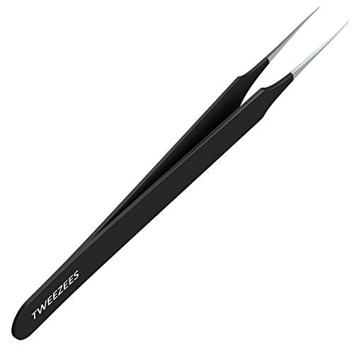 Ingrown Hair Tweezers | Pointed Tip | Black |Precision Stainless Steel | Extra Sharp and Perfectly Aligned for Ingrown Hair Treatment & Splinter Removal For Men and Women | By Tweezees - size: 1 Count (Pack of 1)