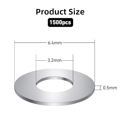 1500PCS M3 Flat Washers, 304 Stainless Steel 18-8, Thickened M3 Metric Washers for Screws and Bolts, 3.2mm ID x 7mm OD - color: Silver, size: M3
