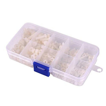 M2 M2.5 M3 M4 M5 (Total 270pcs) Nylon Screw/Nut/Washer Assortment Kit Come with Plastic Box