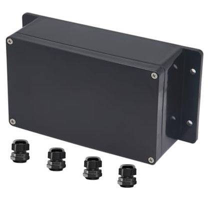 Project Box ABS Black Electrical Boxes IP65 Outdoor Waterproof Box Electronic Junction Box Fixed Ear Power Enclosure with Cable Glands for DIY Project 7.87 x 4.72 x 2.95 inch (200x120x75mm) - size: 7.87"x4.72"x2.95"