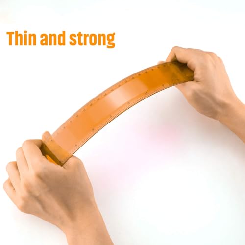 EBOOT 2 Pack Plastic Ruler Straight Clear Measuring Tool, Orange, 12 Inch - color: Orange, size: 12 Inch