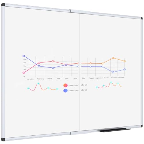 VIZ-PRO Magnetic Dry Erase Whiteboard, 48 x 36 Inches, Foldable - size: 48"W x 36"H