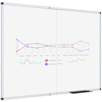 VIZ-PRO Magnetic Dry Erase Whiteboard, 48 x 36 Inches, Foldable - size: 48"W x 36"H
