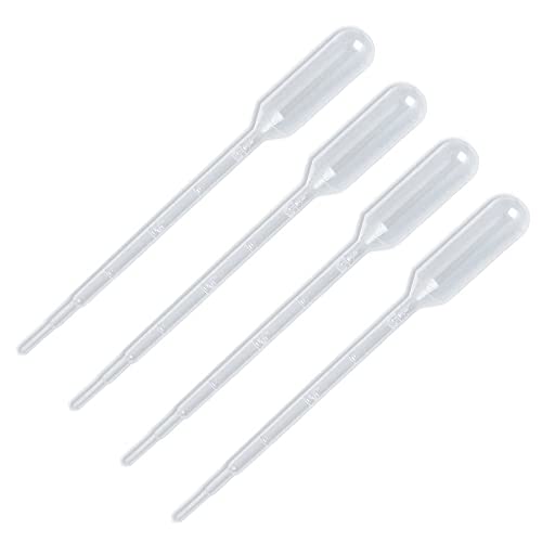 100 Pack Disposable Transfer Pipettes, Plastic Pipettes with Graduated Scale & Bulb Dropper for Essential Oils, Laboratory, Science Experiments (2 ML, 100)