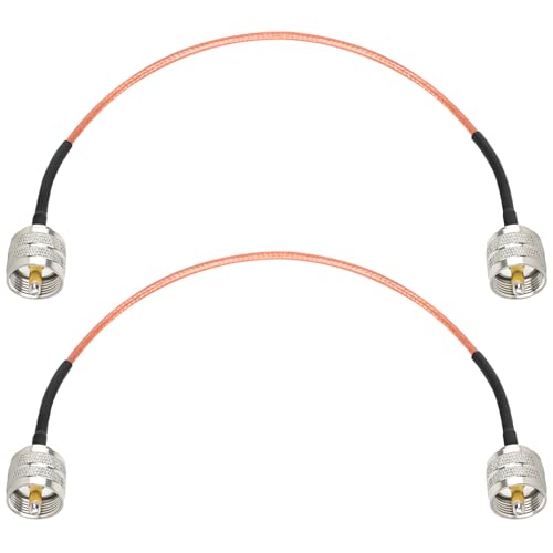 MOOKEERF RG316 CB Coax Cable 1ft,2 Pack UHF PL259 Male to Male CB Antenna Cable 50 Ohm for HAM Radio,Antenna Analyzer,Dummy Load,SWR Meter - size: 1FT