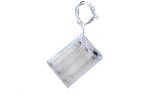 (Pack of 4) 3 AA Battery Holder with Switch, 4.5V Battery Holder with Switch, 3X 1.5V AA Battery Holder with Leads and Switch - Transparent
