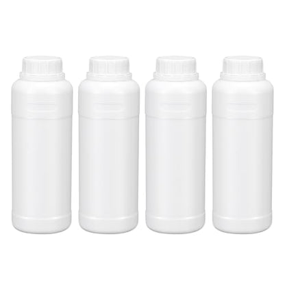 16oz/500ml Plastic Food Grade Storage Bottles, Wide Mouth HDPE Chemical Reagent Sample Bottle Liquid Containers with Sealed Caps (White, 4 Pcs) - color: White, size: 16 Ounces