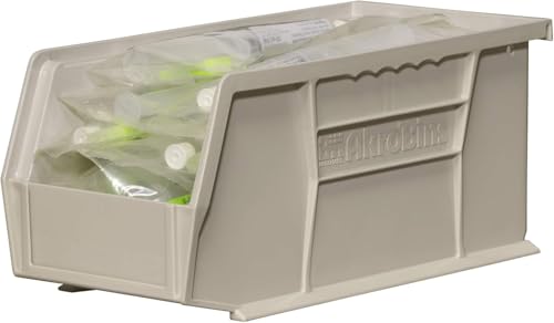 Akro-Mils 30230 AkroBins Plastic Hanging Stackable Storage Organizer Bin, 11-Inch x 5-Inch x 5-Inch, Stone, 12-Pack - color: Stone