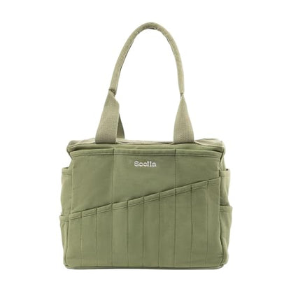 Soolla Studio Bag: Art Supply Storage Organizer & Pottery Tool Bag, Washable Tote, Yarn Bag, Crochet, 30 Pockets, 15+ Colors - color: Ganja Green