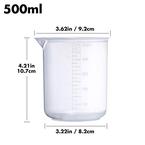 Plastic Beaker Set,5 Size Low Form Graduated Griffin Polypropylene Beakers