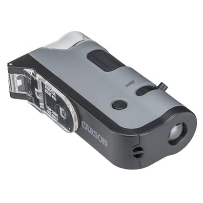 Carson MicroFlip 100x-250x, LED UV Pocket Microscope with Smartphone Clip, STEM Education (MP-250) - style: Single Pack