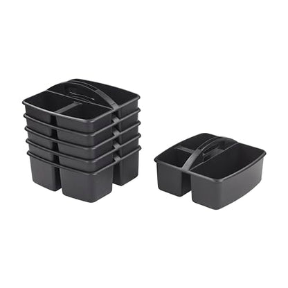 ECR4Kids 3-Compartment Small Storage Caddy Organizer, 6-Pack, Black - color: Black