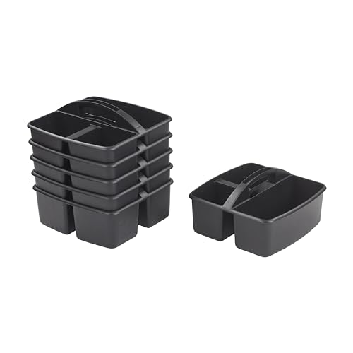 ECR4Kids 3-Compartment Small Storage Caddy Organizer, 6-Pack, Black - color: Black