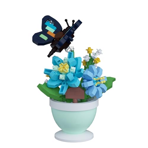 Blue Rosa Butterfly Mini Flower Bonsai Building Toy Set - style: Blue Rosa Butterfly