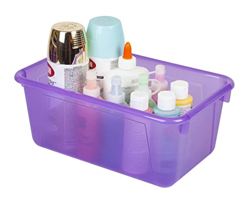 Storex Small Cubby Bin, 12.2 x 7.8 x 5.1 Inches, 5-Pack, Candy Violet (62478U05C) - color: Tint Violet, style: Bin Only