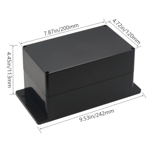 Project Box IP65 Waterproof Junction Box ABS Plastic Electrical Boxes DIY Electronic Project Case Power Enclosure with Fixed Ear 7.87x4.72x4.45 inch (200 x 120 x113 mm) - color: Black, size: 7.87"x4.72"x4.45"