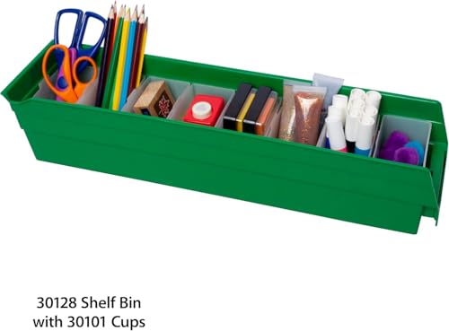 Akro-Mils 30128 Plastic Nesting Shelf Bin Box, (18-Inch x 4-Inch x 4-Inch), Green, (12-Pack) - color: Green