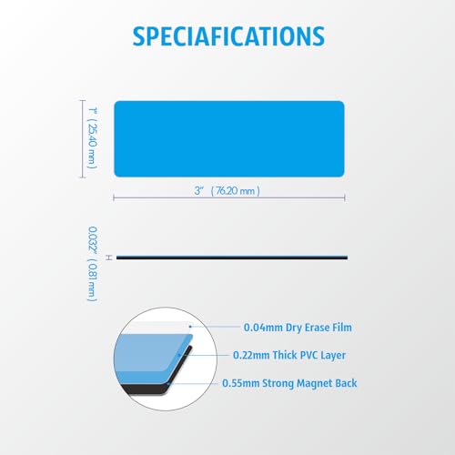 IMAGAME Magnetic Dry Erase Magnets Labels, Multicolor, 60Pcs, 3x1 inches - color: Multicolor 60pcs