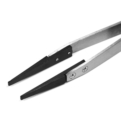 Utoolmart ESD-2A Precision Anti-Static Carbon Fiber Tweezers Stainless Steel Tweezers for Craft Jewelry Electronics - color: 1pcs, size: ESD-2A