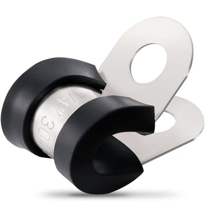 OURU 1/4 Inch Cable Clamps, Rubber Coated Insulated Clamps, 100pcs, 6mm - size: 100 PCS - 1/4 Inch