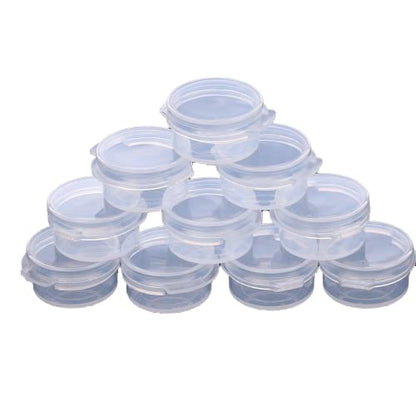 EORTA 50 Pcs Plastic Cosmetic Jar 5g Empty Clear Case with Snap Lids Portable Mini Storage Box Makeup Jar Sample Bottle Sealing Pot Cosmetic Containers for Sampling, Traveling, Mixing - size: 5 grams, style: 50 Pieces