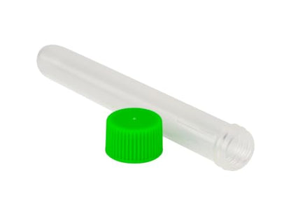 Caplugs Evergreen 214-2079-G60 TTTC Series General Purpose Test Tubes with Screw Caps, 13mm (D) x 100mm (H), 8 mL, Polypropylene Tube, HD-PE Cap, Laboratory Testing, Transparent, Green (Pack of 250)