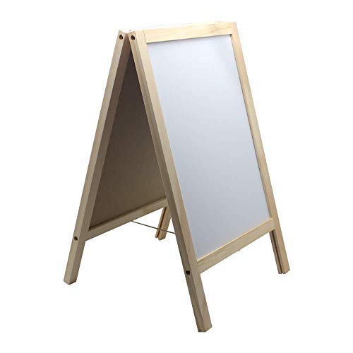 Wooden Freestanding A Frame Non Magnetic Chalkboard and Magnetic Dry Erase White Board Display Sign, Double Sided Tabletop Message Board for Home, Office and Counter - color: White&black