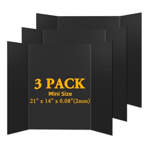 AKONEGE 3PCS Black Trifold Poster Board 21"x14" for Display & Presentation - color: Black, size: Small-21 X 14 inches