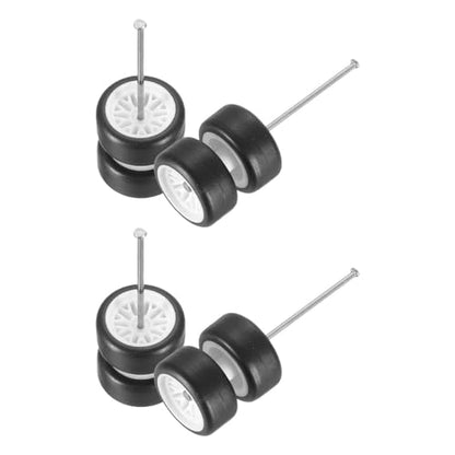 MECCANIXITY 4 Set 1/64 Wheels and Tires Set, Real Riders Rims Includes Axles for RC Diecast Car DIY Model, Branch White Rims