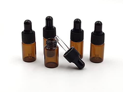 15Packs 3ml Tiny Amber Glass Mini Dropper Bottles for Essential Oils, Cosmetics, and Liquid Small Empty Travel Sample Vials with Dropper and Black Caps - size: 3ml