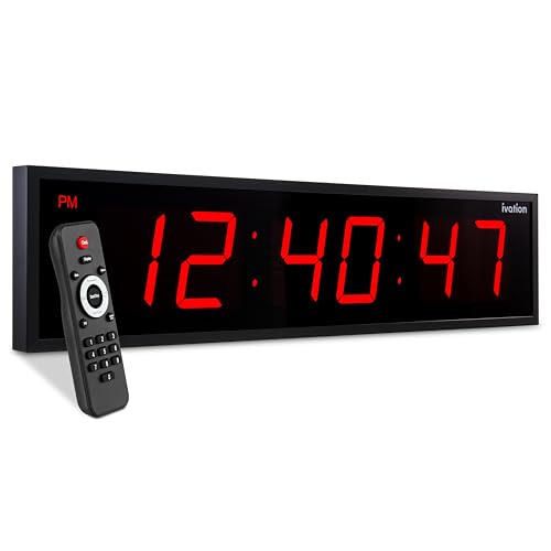 Ivation Oversized Digital Wall Clock with Large LED Display & Timer, 24" - color: Red, size: 24" Inch