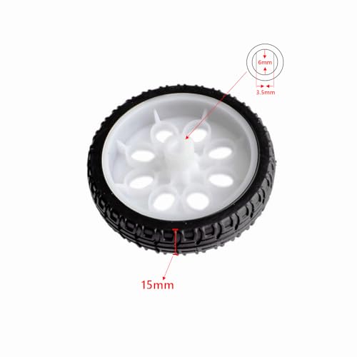 Treedix 4pcs 65mm Rubber RC Wheel Tires Car Wheels DIY Model Robots White and Black for DIY Model Accessories