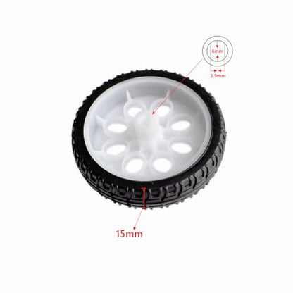 Treedix 4pcs 65mm Rubber RC Wheel Tires Car Wheels DIY Model Robots White and Black for DIY Model Accessories