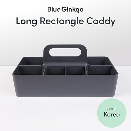 BLUE GINKGO Stackable Organizer Caddy, Long, Grey, Made in Korea - color: GREY, size: Long Rectangle