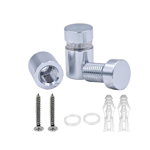 Aluminum Standoff Wall Mounts Screws,12pcs, Silver, 1/2" x 1/2" - color: Silver