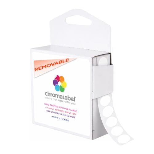 ChromaLabel Removable Sticker Dots, 1/2 Inch White, 1000/Box - color: White, size: 1/2"