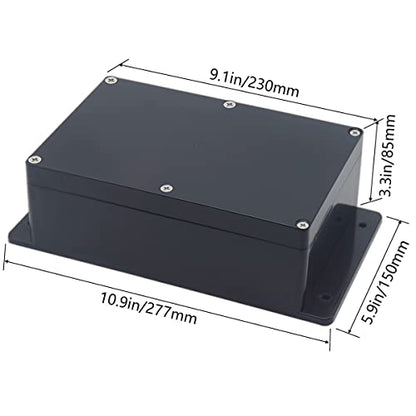 Junction Box, Zulkit Project Box Waterproof Dustproof IP65 ABS Universal Electrical Boxes Enclosure with Fixed Ear Black 9.06 x 5.91 x 3.35 inch (230 x 150 x 85 mm)(Pack of 1) - size: 9.06" x 5.91" x 3.35"(Pack of 1)