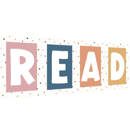 COCHIE Reading Posters for Classroom Decorations, Library Reading Corner Decor, Read Signs Poster Bulletin Board Set of 4, Pre-k Preschool Kindergarten Classroom Wall Decoration (Boho) - color: Boho
