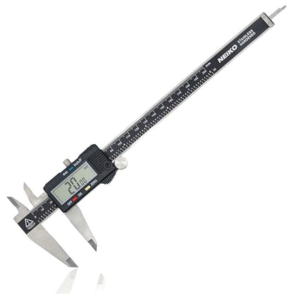 NEIKO 01408A 8” Electronic Digital Caliper Extra Large Display | 0-8 Inches | Inch/Fractions/Millimeter Conversion | Polished Stainless Steel - size: 8 Inch, style: Stainless Steel