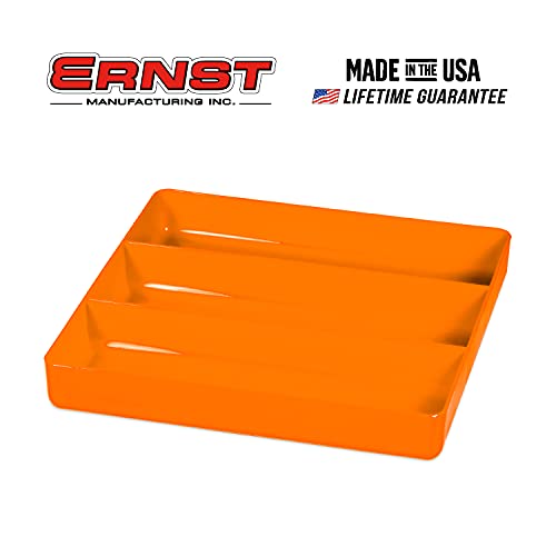 Ernst Manufacturing Toolbox Tray: Stackable Tray in Orange with 3 Compartments - Ideal for Trades, Mechanics, Electricians, Plumbers, Household Use, Hobbies, and More - Heavy Duty - Made in the USA - color: Orange, size: 3-Compartments