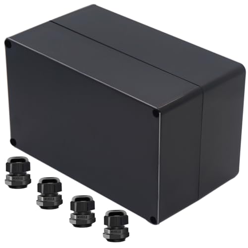 Project Box ABS Black Electrical Boxes IP65 Outdoor Waterproof Box Electronic Junction Box Power Enclosure with Cable Glands for DIY Project 7.87 x 4.72 x 4.45 inch (200x120x113mm) - size: 7.87"x4.72"x4.45"
