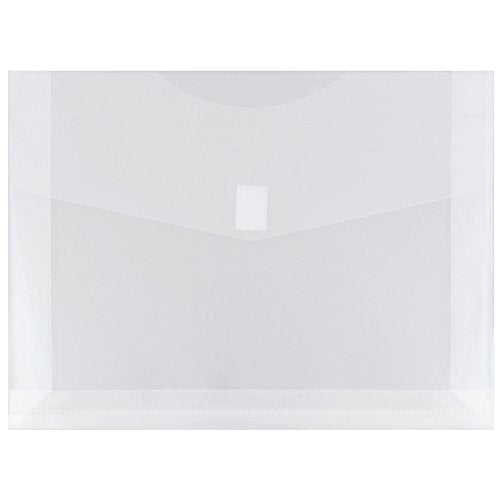 JAM PAPER Plastic Expansion Envelopes w/Hook & Loop Closure - Letter Booklet - 9 3/4 x 13 with 2 Inch Expansion - Clear - 12/Pack - color: Clear, size: 2" Expansion