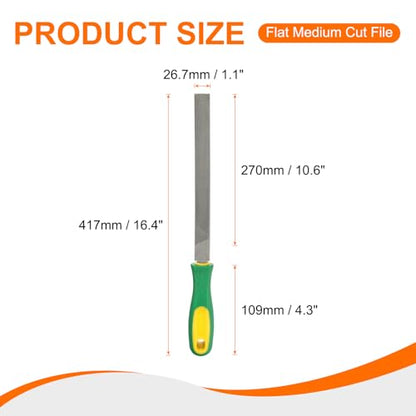 HARFINGTON Flat Medium Cut File 12" Double Cut Teeth High Carbon Steel Hand Rasp File with Plastic Handle for Metal Wood Deburring Removing - size: 12", style: Medium