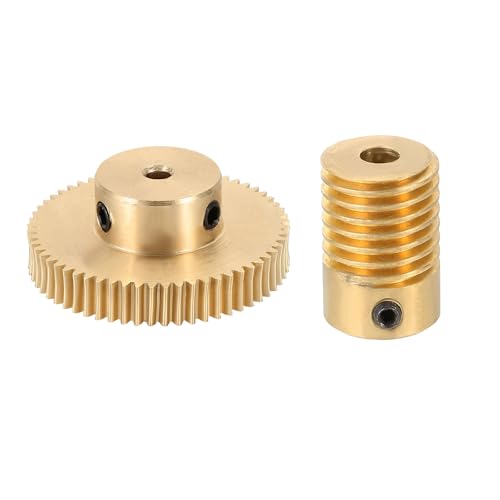 uxcell Worm Gear Set 60T 0.5 Module 60:1 Reduction Rate, Right Rotation Drive Gear Box Wheel Reduce Transmission Part (Brass Gear-3mm Bore, Brass Rod 4mm Bore) - size: Gear-3mm, Rod-4mm Bore, style: 0.5M-60T
