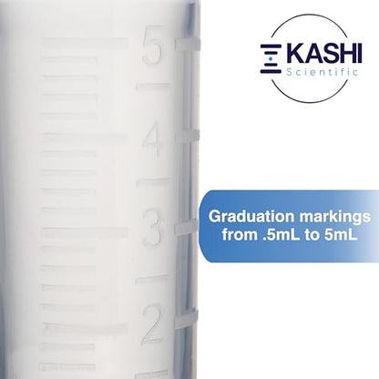 Kashi Scientific 5mL Clear Flip Cap Centrifuge Tube with Safety Lock Cap, Graduation and Marking Spot, Lab-Grade Polypropylene Plastic [5mL, 300] - size: 5mL, Safelock