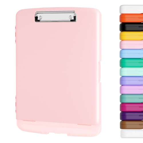 Piasoenc Clipboard with Storage, 8.5 x 11 Clip Board with Pen Holder, Pink - color: Pink