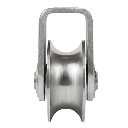 Pulley Block U Type 304 Stainless Steel Pulley Roller Duplex Bearing Super-Silent Detachable 360 Degree Rotation Heavy Duty Grooved Wheel 1-Pack - size: U Type Slot Pulleys 3.582in